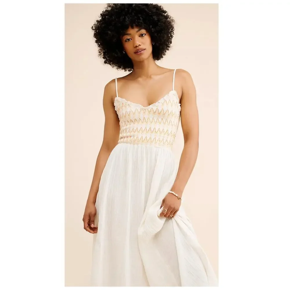 Free People Sweet Nothings Cotton Gauze Midi Sundress Size Small - Picture 3 of 12